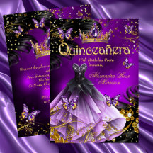 Quinceanera-födelsedag lila Guld Dress Butterfly