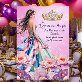 Quinceanera Födelsedag Rosa Turkos Lila Klänning Inbjudningar