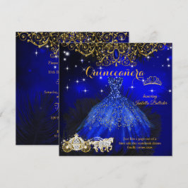Quinceanera Födelsedag Royalblå Sagotiaré Inbjudningar