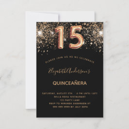 Quinceanera-födelsedag svart guld glitter