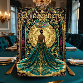 Quinceañera Födelsedagsfest Exotisk Teal Rosa Inbjudningar