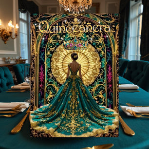 Quinceañera Födelsedagsfest Exotisk Teal Rosa Inbjudningar