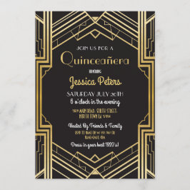 Quinceañera Födelsedagsfest Gatsby Art Deco Inbjud Inbjudningar
