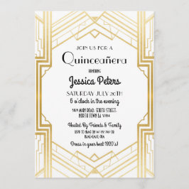 Quinceanera Födelsedagsfest Gatsby Art Deco Inbjud Inbjudningar