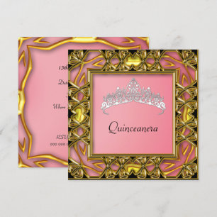 Quinceañera födelsedagsfest Guld och lax Inbjudningar