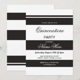Quinceanera Födelsedagsfest Rand Black Inbjudan 15