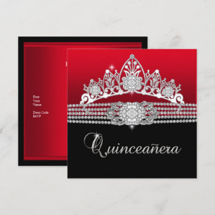 Quinceanera Födelsedagsfest Röd Diamant Svart Inbjudningar