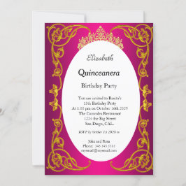 Quinceanera Födelsedagsfest Rosa Guld Inbjudningar