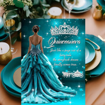 Quinceanera Födelsedagsfest Teal Silver Körning