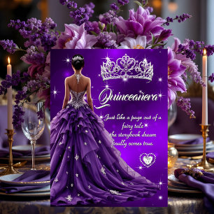 Quinceañera Födelsedagsfirande Lila Klänning Tiara Inbjudningar