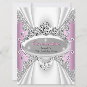Quinceañera Födelsedagsprinsessa Rosa Diamanter St Inbjudningar
