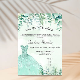 Quinceanera-förtrollad klänning för skogsferns inbjudningar