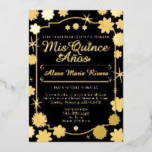 Quinceanera Foto Blommig Guld Silverfolie Glam