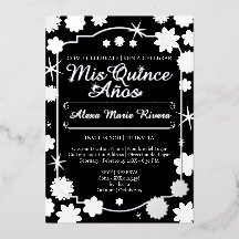 Quinceanera Foto Blommig Guld Silverfolie Glam