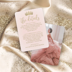 Quinceañera Foto Rosabränd & Guld Kron detaljer Tilläggskort