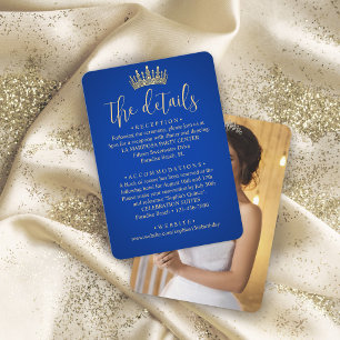 Quinceañera Foto Royal Blå & Guld Kron detaljer Tilläggskort