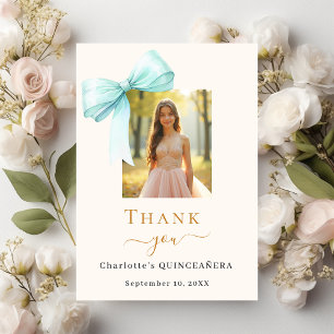 Quinceanera fotobog teal kräm tack kort