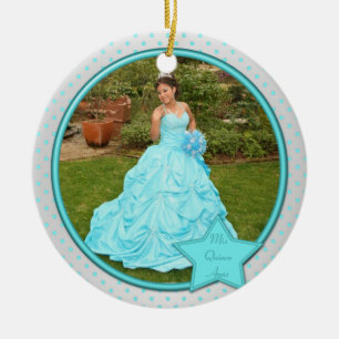 Quinceanera fotoprydnad julgransprydnad keramik