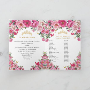 Quinceañera Fuchsia Padrinos Kyrkoprogram Program