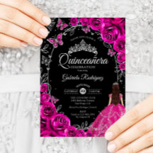Quinceanera Fuchsia Rosa Silver Black
