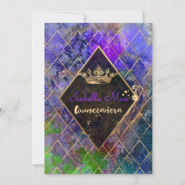 Quinceanera/Galaxy/Neon Lila/Princess/Krona Inbjudningar