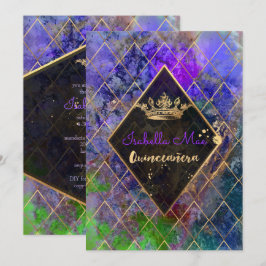 Quinceanera/Galaxy/Neon Lila/Princess/Krona Inbjudningar