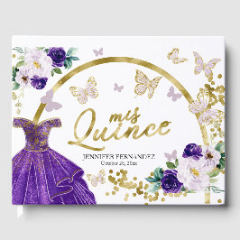 Quinceanera Gästbok Lila Fjärils Klänning