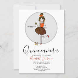 Quinceanera Girl i Party Dress Inbjudningar