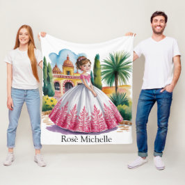 Quinceañera Girl in Rosa and White Gown Gift Fleecefilt
