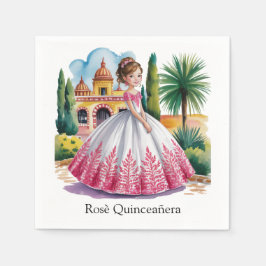 Quinceañera Girl in Rosa and White Gown Gown Pappersservett