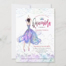 Quinceanera Glam Lilac Blue Dancer String Ljus Inbjudningar