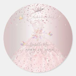 Quinceanera Glitter Gown Sweet Peas Classic Runt Klistermärke