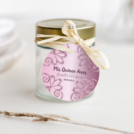 Quinceanera Glitter Rosa Metallic 15:e födelsedage Gåvor Etiketter