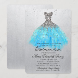 Quinceanera Glitterklänning Diamant Inbjudan