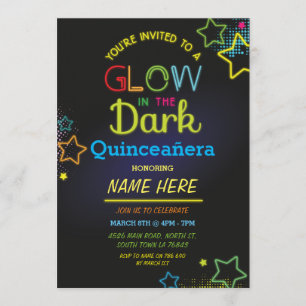 Quinceanera-glöd i Mörken på födelsedagen Neon Par Inbjudningar