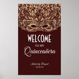Quinceañera Gold Mask Welcome Poster