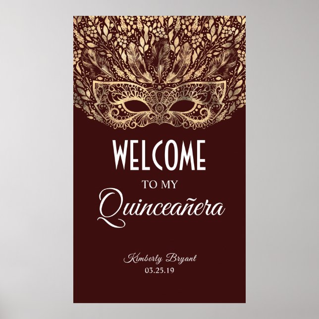 Quinceañera Gold Mask Welcome Poster (Framsidan)