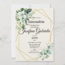 Quinceañera grön blommig inbjudan