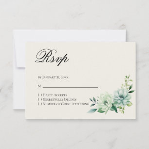 Quinceanera Grön blommig Svar RSVP-kort