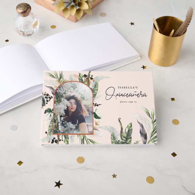 Quinceañera | Grönska & Terra Cotta Djungel  Gästböcker (Framsida öppen)