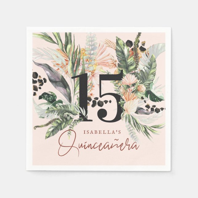 Quinceañera | Grönska & Terra Cotta Djungel  Pappersservett (Framsidan)
