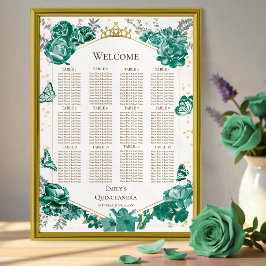 Quinceanera Grönt Sittdiagramskylt Fjärilar Poster
