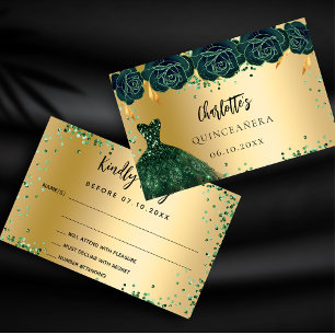 Quinceanera-grönten klär blommor guld OSA kort