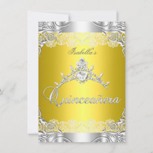 Quinceanera gul silver diamant tiara 15:e födelsed inbjudningar