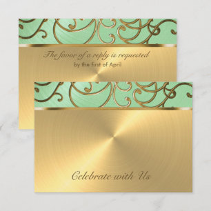 Quinceañera Guld Filigree Swirls Inbjudningar