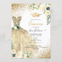 Quinceañera, Guld Glitter Gown Cream Ro