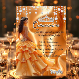 Quinceanera Guld Gul Orange Drottningtiara Inbjudningar