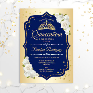 Quinceanera - Guld Inbjudningar