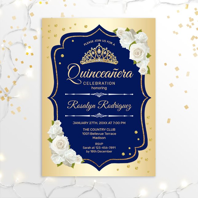 Quinceanera - Guld Inbjudningar (Skapare uppladdad)