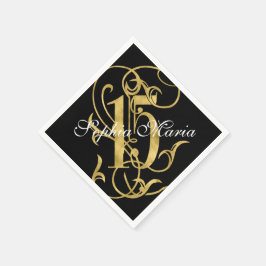 Quinceanera Guld Löv Se Ornate 15 Valfri Färg Pappersservett